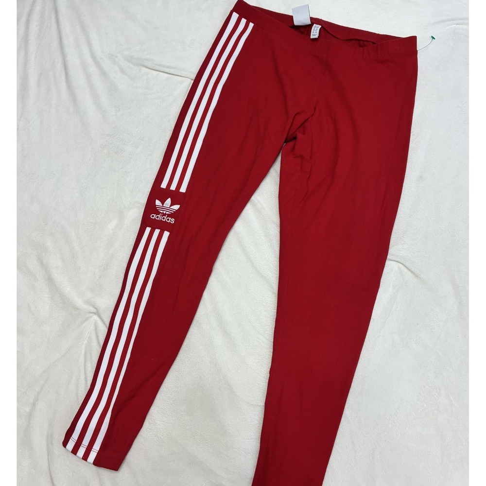 adidas Originals Women's Size L Red/White 3-Stripes Pull-On Leggings